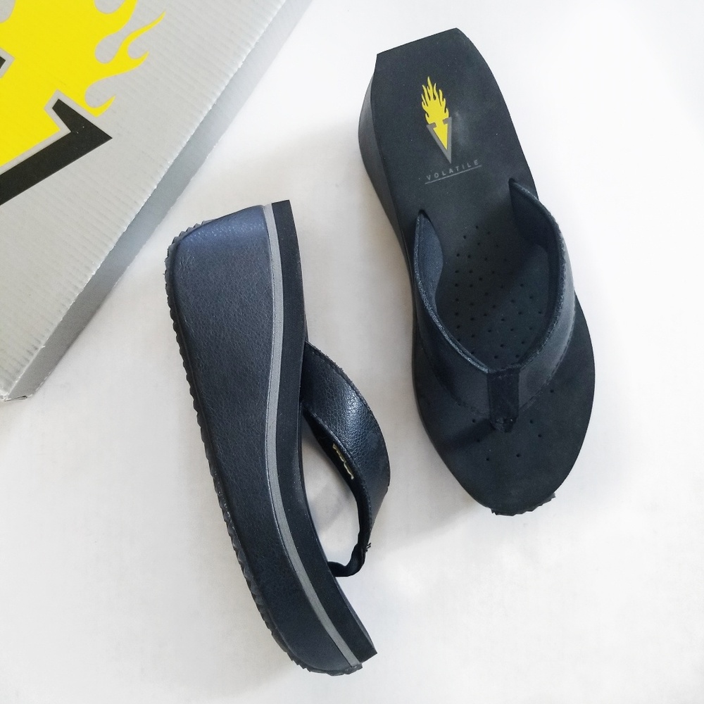 Volatile Black Platform Sandals